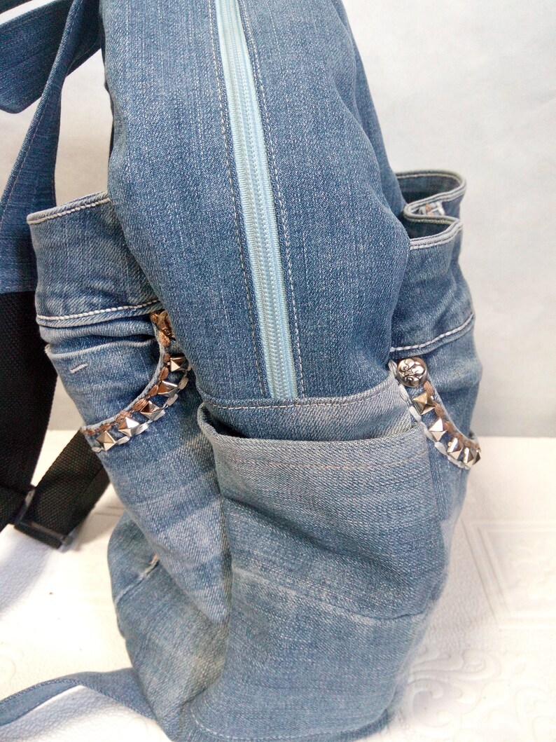 Hipster denim backpack for college