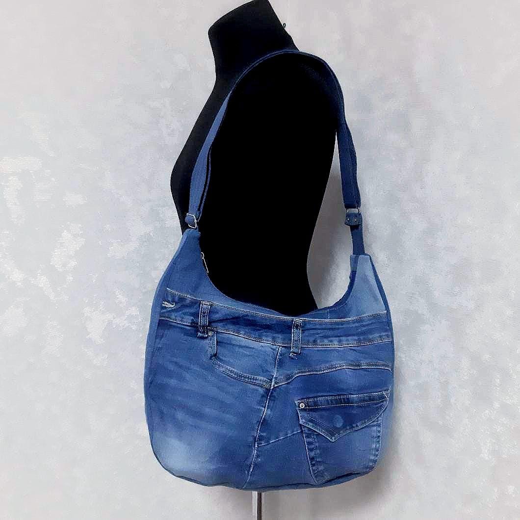 Handmade Crossbody Denim Bag Medium Size, Jean Shoulder Bag