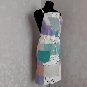 Handmade oversize multicolour denim patchwork apron for garden or workshop,  Baristas apron, Art jean patchwork apron