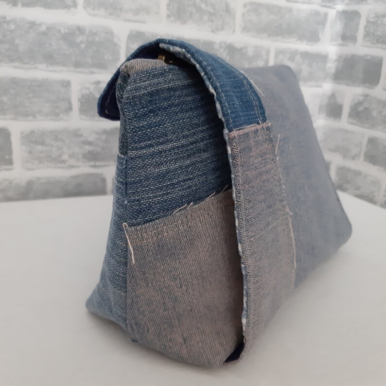 Vintage Patchwork Denim Cosmetic Bag for Cosmetics and Brush Etsy