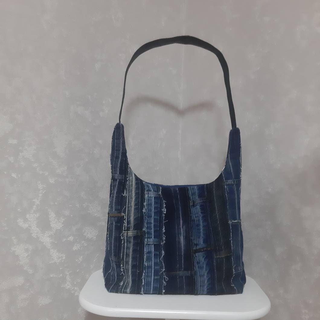 Patchwork Denim Hobo Bag Jean Shoulder Bag Casual Tote Bag - Etsy