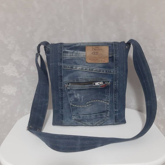 Denim Messenger Bag Jean Postman Bag Small Size Casual | Etsy