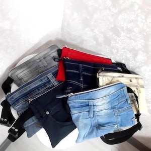 Handgemachte Jeans Bauchtasche, Lässige Hüfttasche, Jeans Gürteltasche, verschiedene Farben