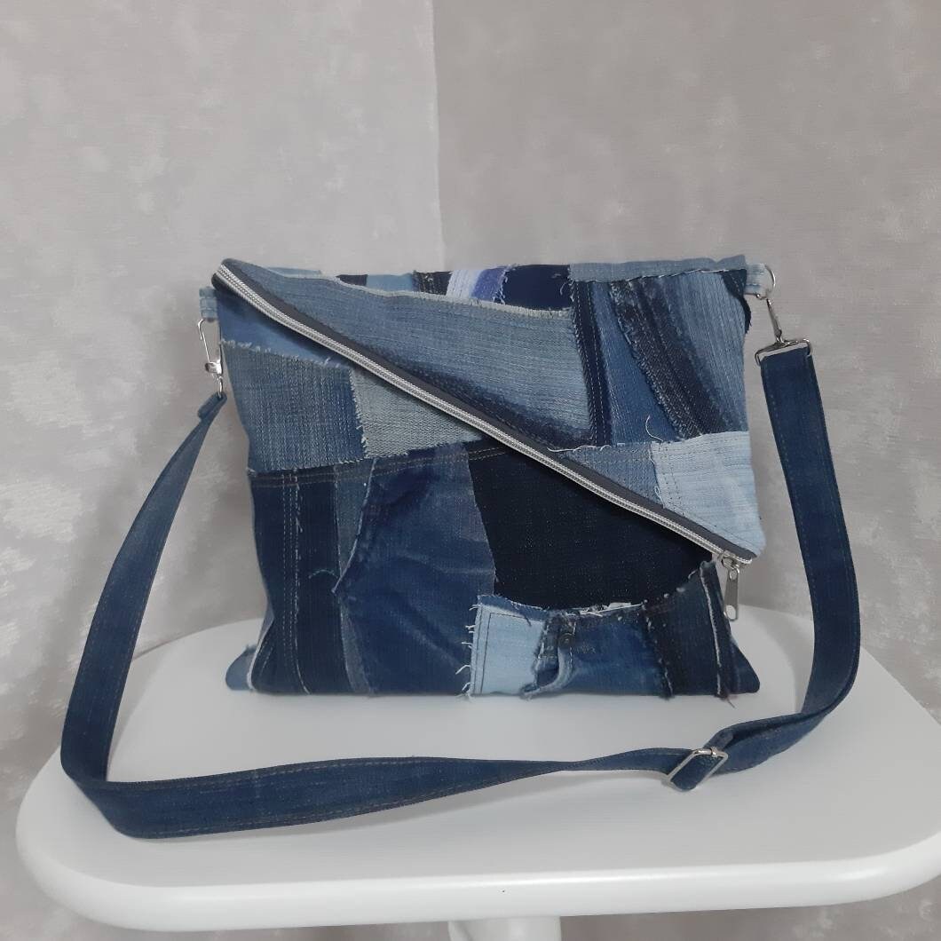 Casual Denim Folded Clutch Bag With Adjustable Shoulder Strap - Etsy