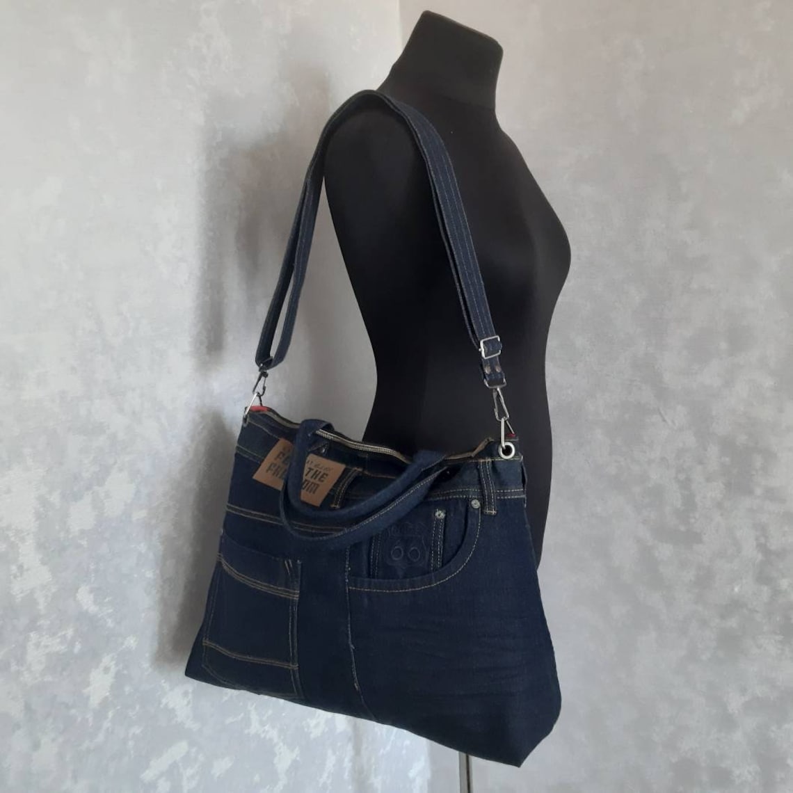 Hobo denim bag Jean shoulder bag Casual handbag of jeans | Etsy