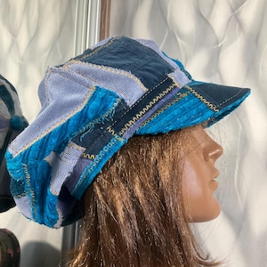Corduroy Patchwork Newsboy Cap, Boho Fall Hat, Cotton Gatsby Hat, Casual Dreadlocks Cap, Street Fashion Baker Boy Hat, Fabric Cap 57cm/22,4"