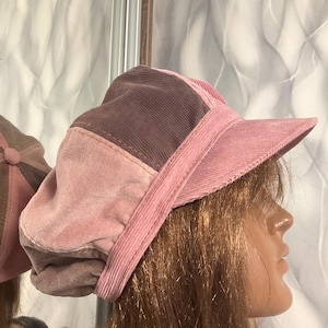 Gorra de pana hecha a mano estilo newsboy de 23,2", sombrero boho de algodón extragrande de 59 cm al estilo de la moda urbana, sombrero de terciopelo Falls