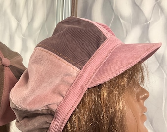 Gorra de pana hecha a mano estilo newsboy de 23,2", sombrero boho de algodón extragrande de 59 cm al estilo de la moda urbana, sombrero de terciopelo Falls