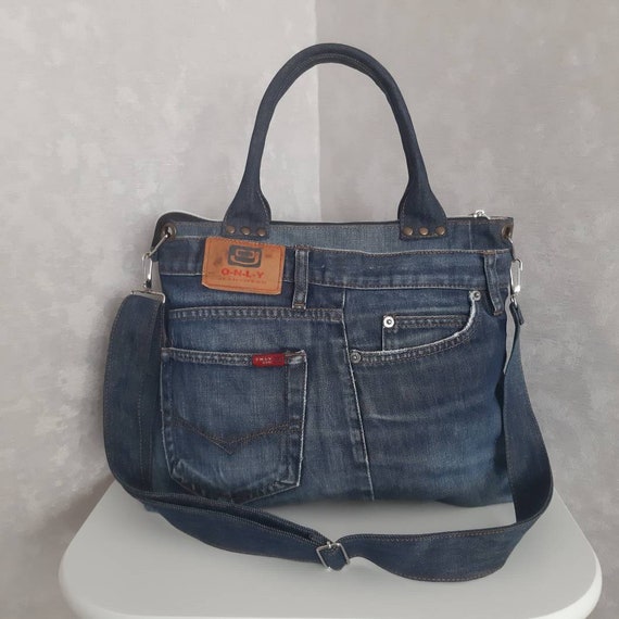 Hobo Denim Bag Medium Size Jean Shoulder Bag Casual Handbag | Etsy