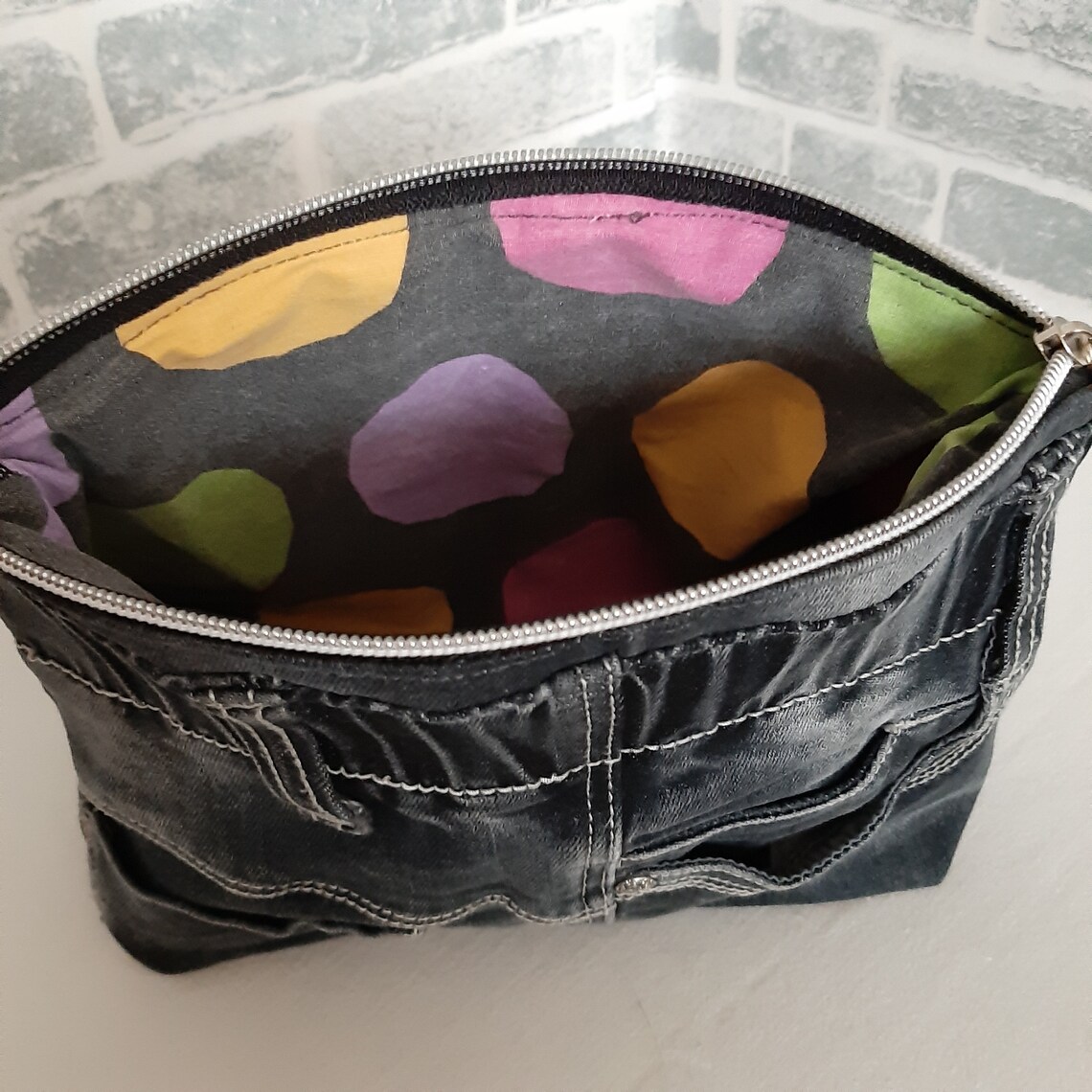 Denim cosmetic bag for cosmetics and medicines Etsy