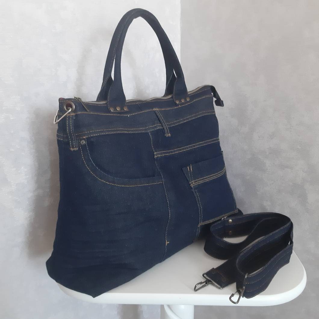 Large Hobo Denim Bag Jean Shoulder Bag Casual Handbag of | Etsy