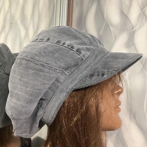 Handmade corduroy patchwork newsboy cap 23,6", Boho Rasta hat in street fashion style, Falls grey velvet hat 60cm
