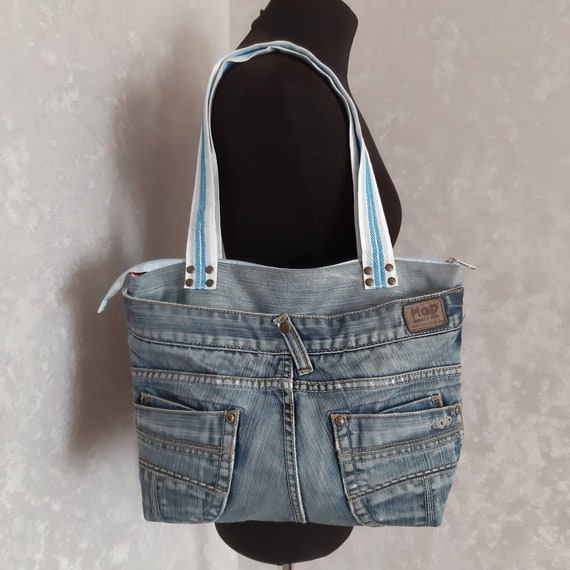 Casual denim bag medium size Jean tablet bag Shoulder bag of | Etsy