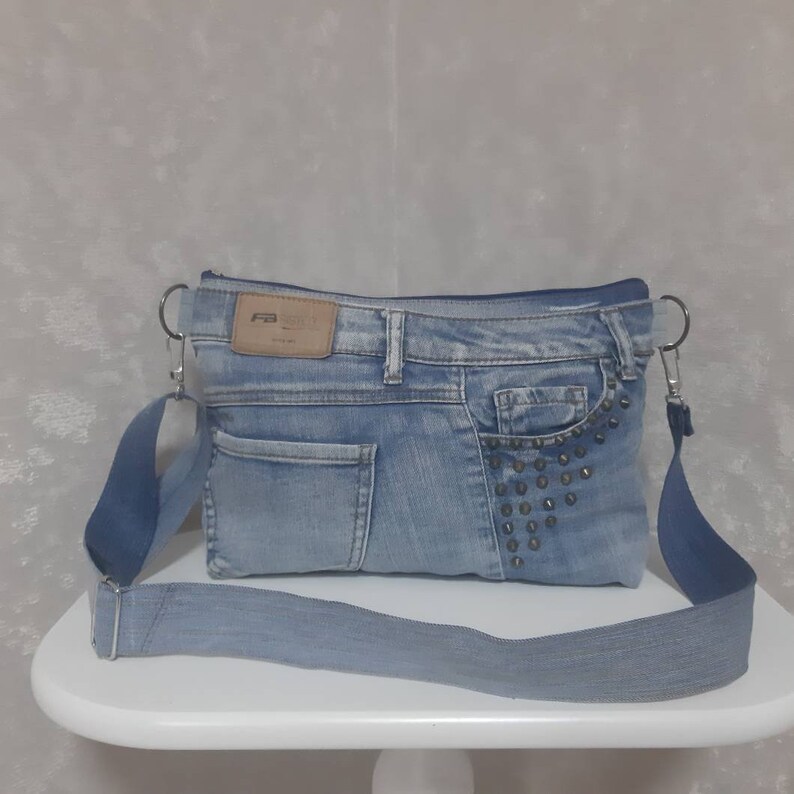 Large Denim Cosmetic Bag for Travel With Optional Adjustable Etsy