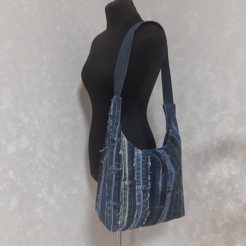 Patchwork Denim Hobo Bag Jean Shoulder Bag Casual Tote Bag Etsy
