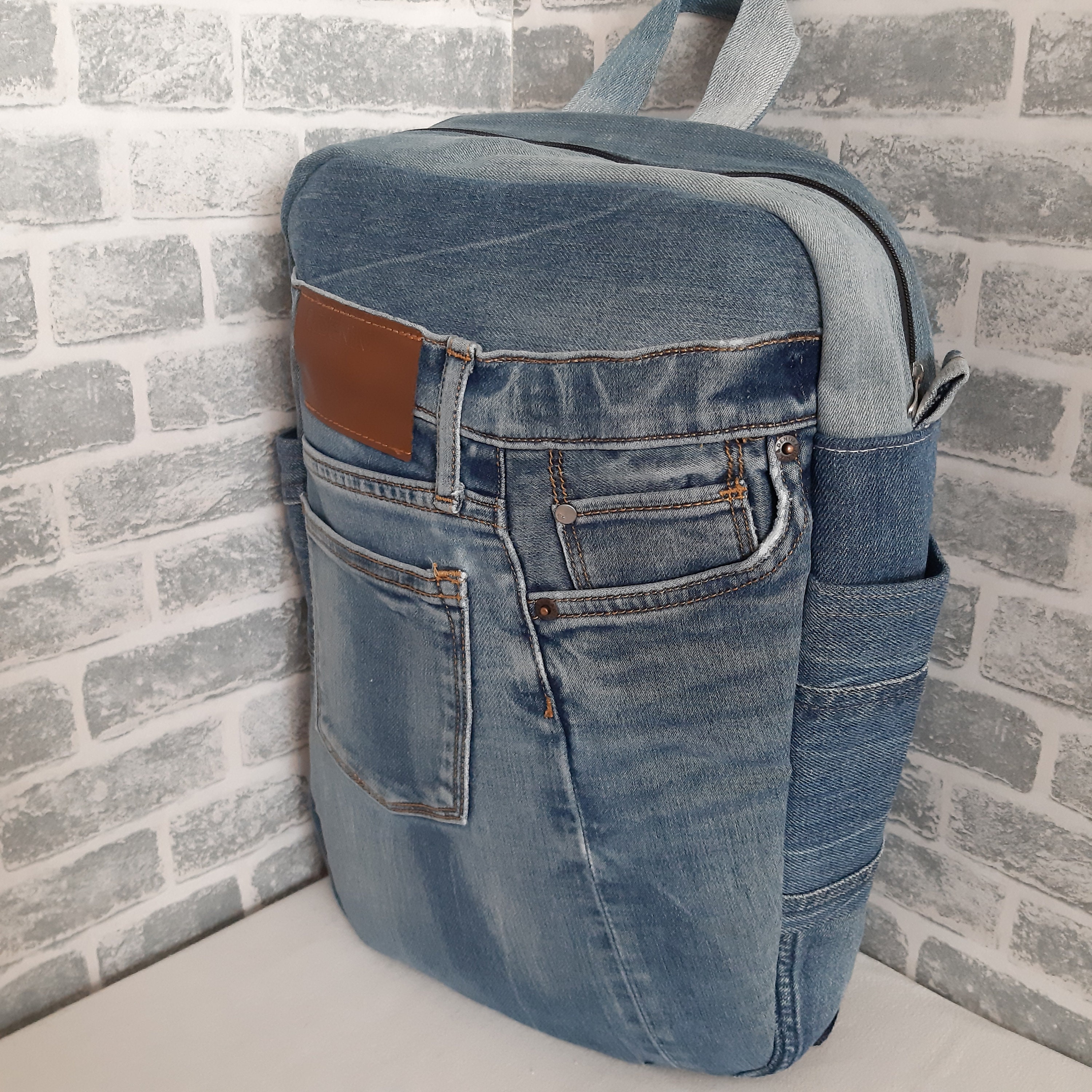 Denim Sling Backpackbag of Recycled Jeans Casual Denim Etsy