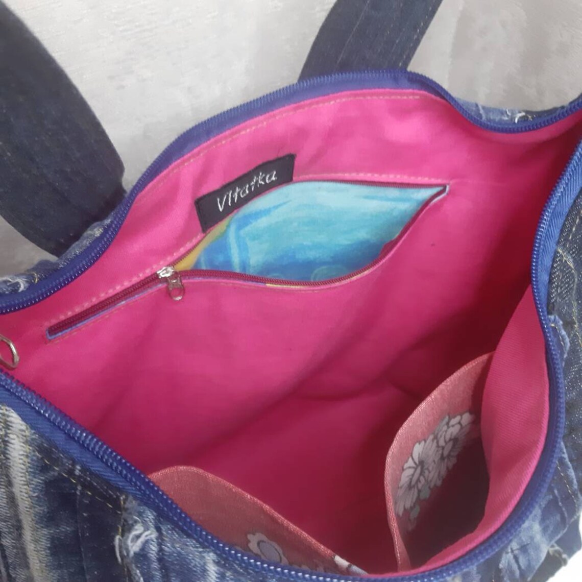 Patchwork Denim Hobo Bag Jean Shoulder Bag Casual Tote Bag Etsy