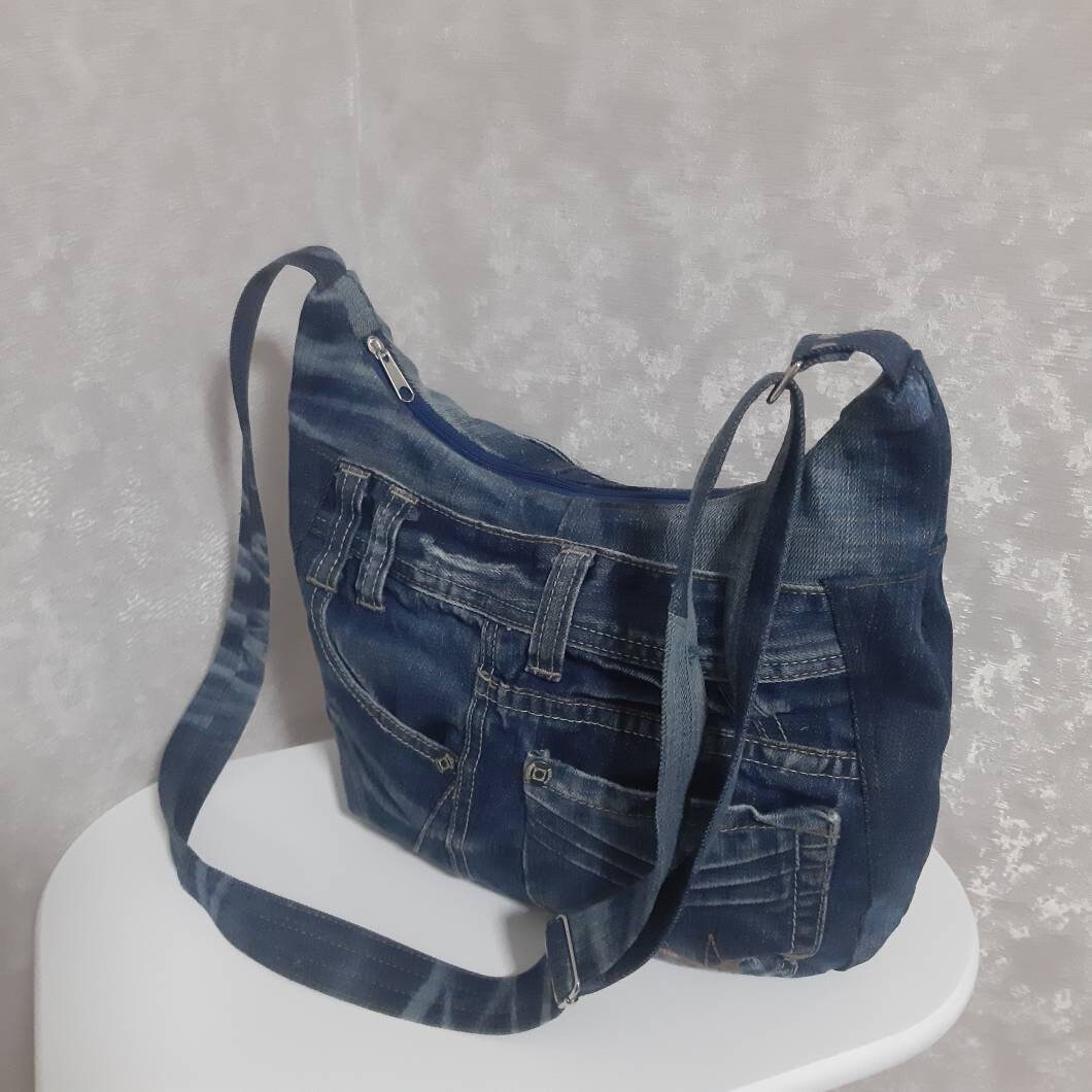 Crossbody Denim Bag Medium Size Jean Shoulder Bag Casual | Etsy