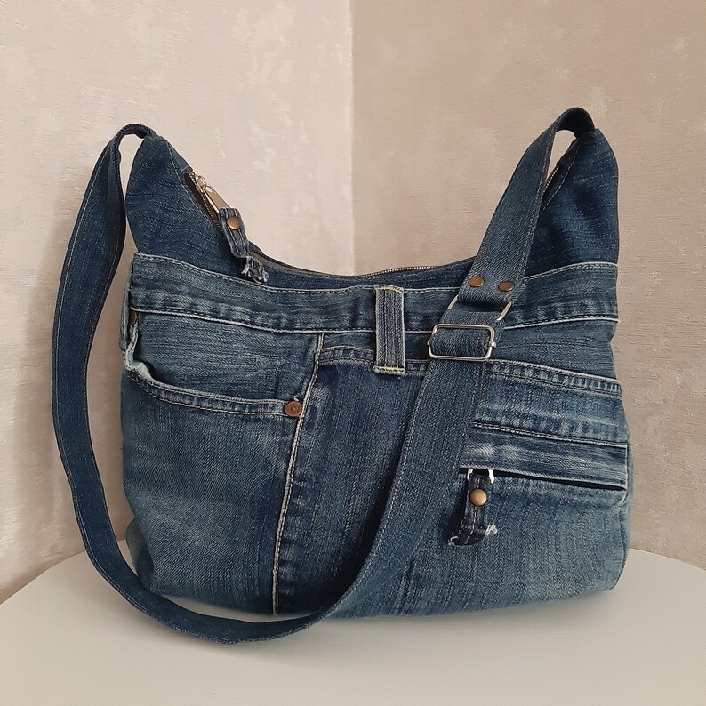 Crossbody denim bag Hobo bag of jeans Casual denim purse | Etsy