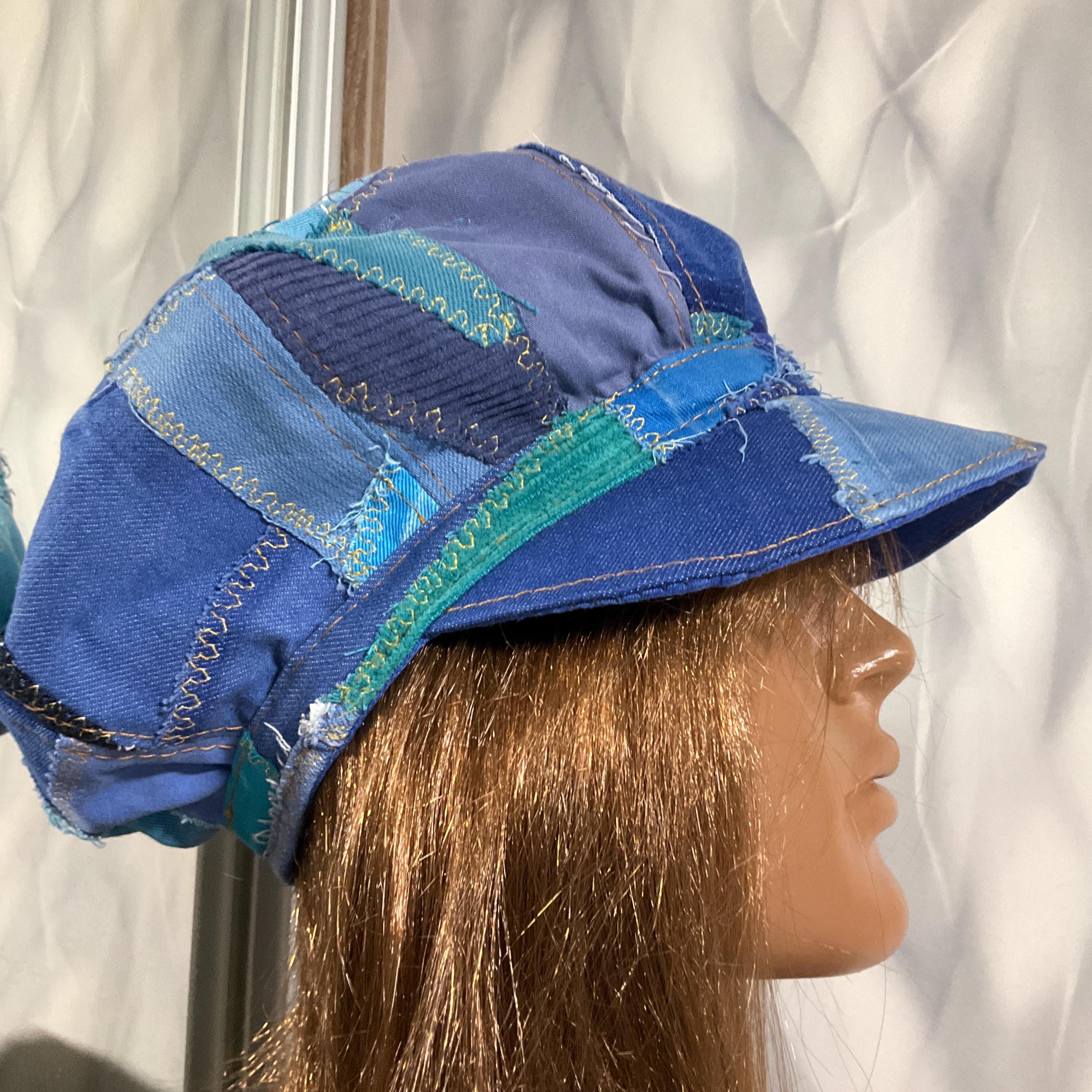 Handmade Denim Patchwork Newsboy Cap 22,4 display picture 3
