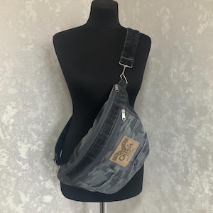 Handmade denim sling bag, Unisex jean fanny pack, Casual travel jean chest bag, Denim crossbody purse, Bag of shabby jeans