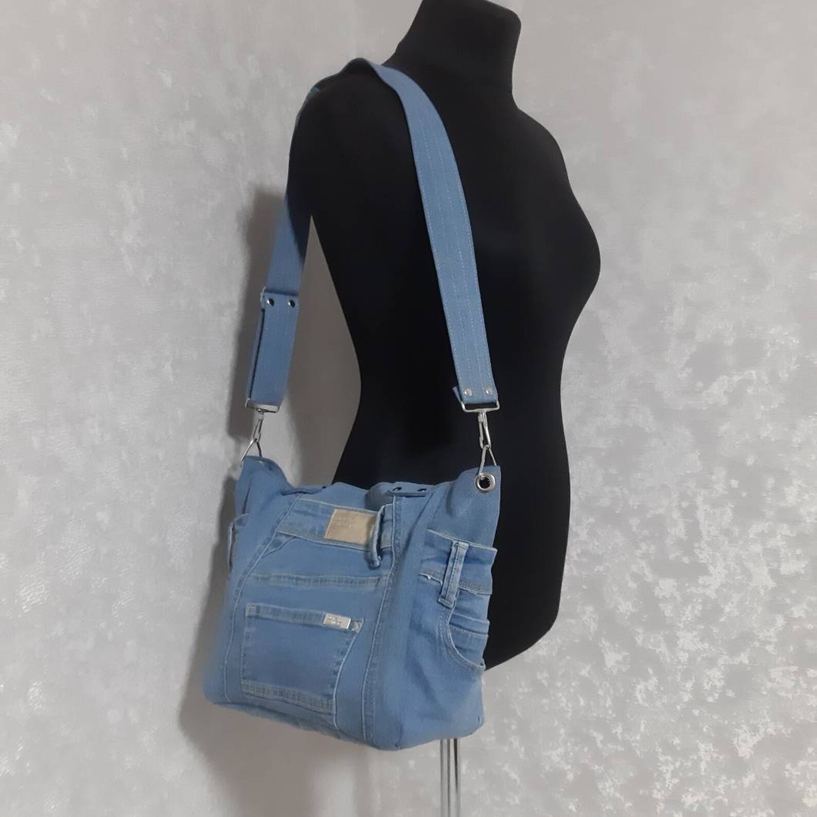 Casual denim bag medium size Jean top handles bag Crossbody Etsy