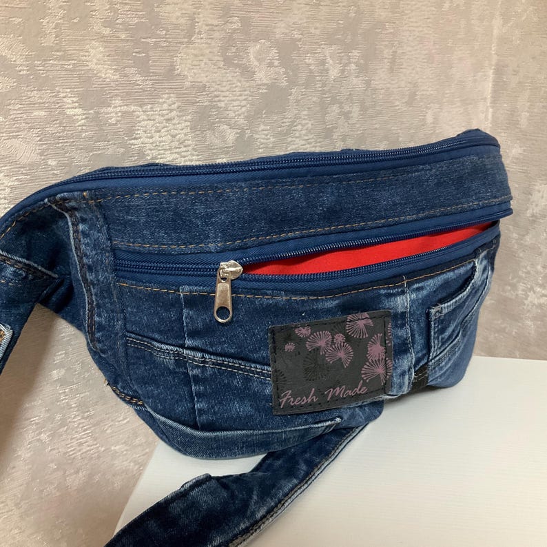 Handmade Denim Sling Bag, Unisex Jean Fanny Pack, Casual Travel Jean