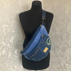 Sac à bandoulière en jean fait main, sac banane unisexe en jean, sac poitrine de voyage décontracté en jean, sac à main en jean, sac en jean minable