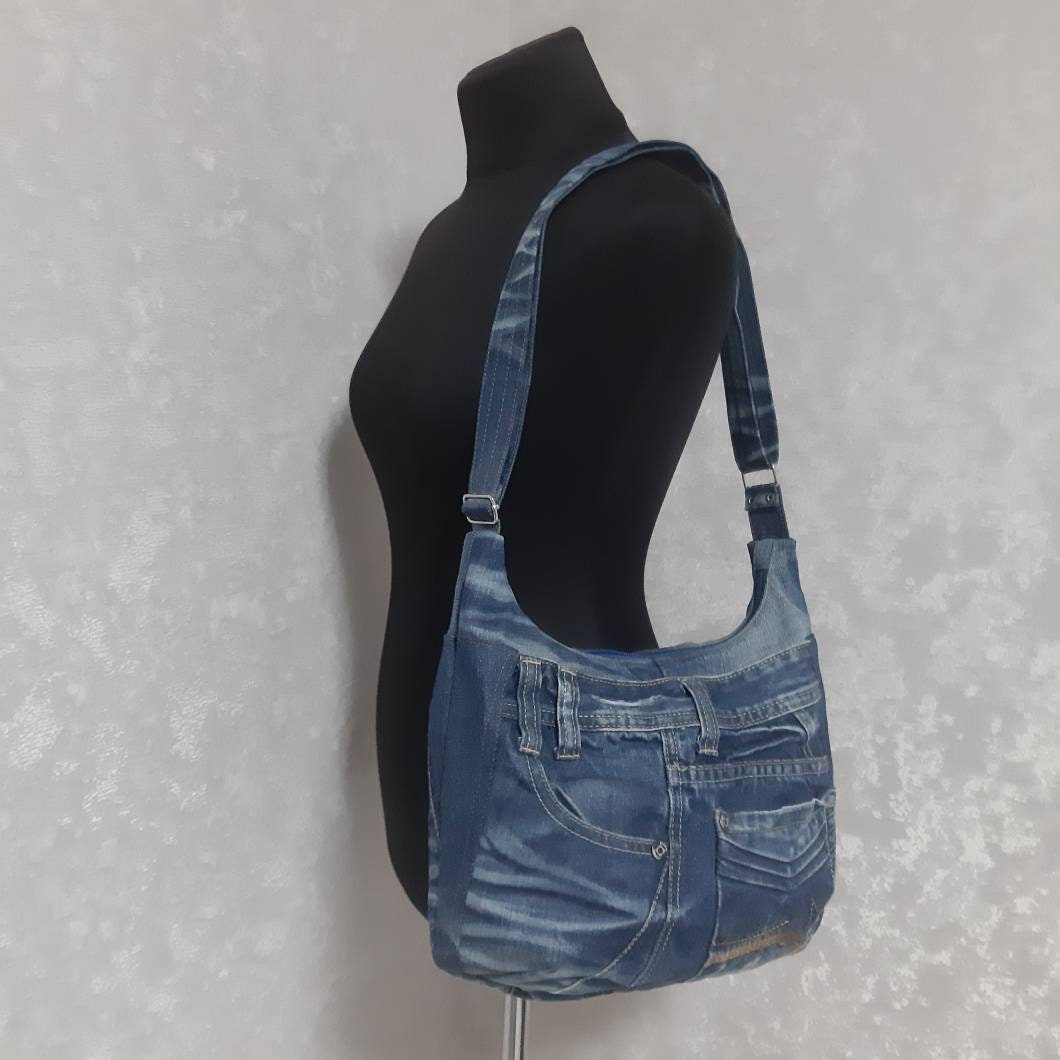 Crossbody Denim Bag Medium Size Jean Shoulder Bag Casual | Etsy