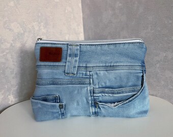 BBORGDC Make-up-Tasche – Denim-Stickerei Auf Baumwolle, Handgefertigt, Kompakt & Stylisch Für Damen