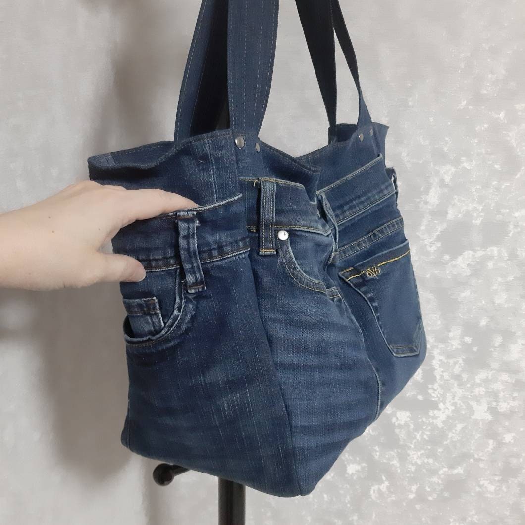 Large Hobo Denim Bag Made From Recycled Jeans | Etsy