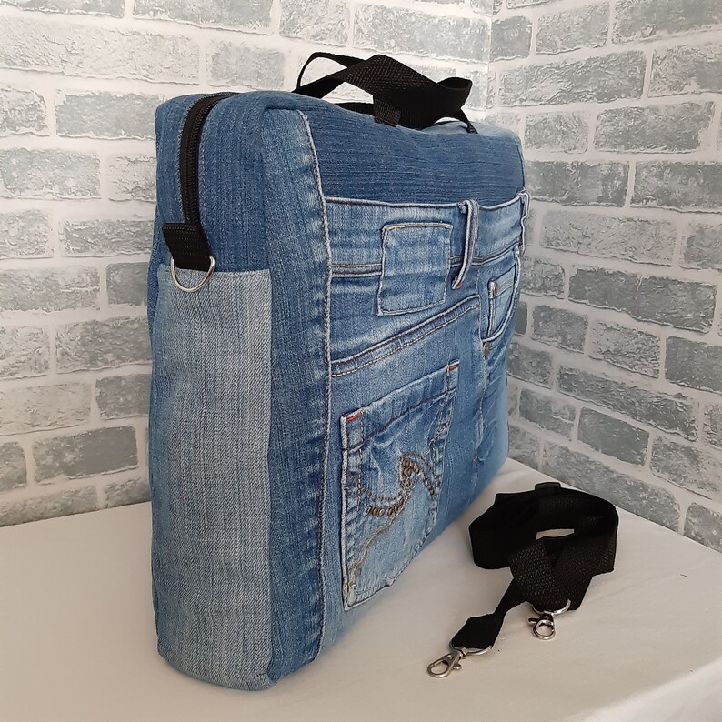 Denim laptop bag Casual jean bag for college Laptop case of Etsy