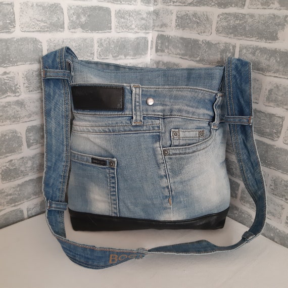 Blue denim bag Casual sling bag of jeans Crossbody purse of | Etsy