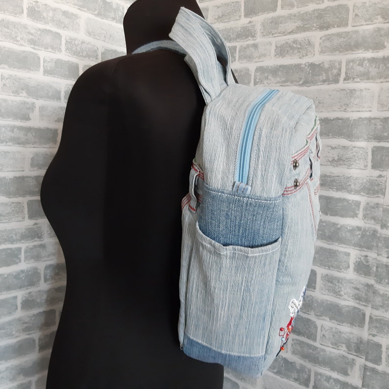 Denim backpack for girls Jean sling backpack bag Casual Etsy