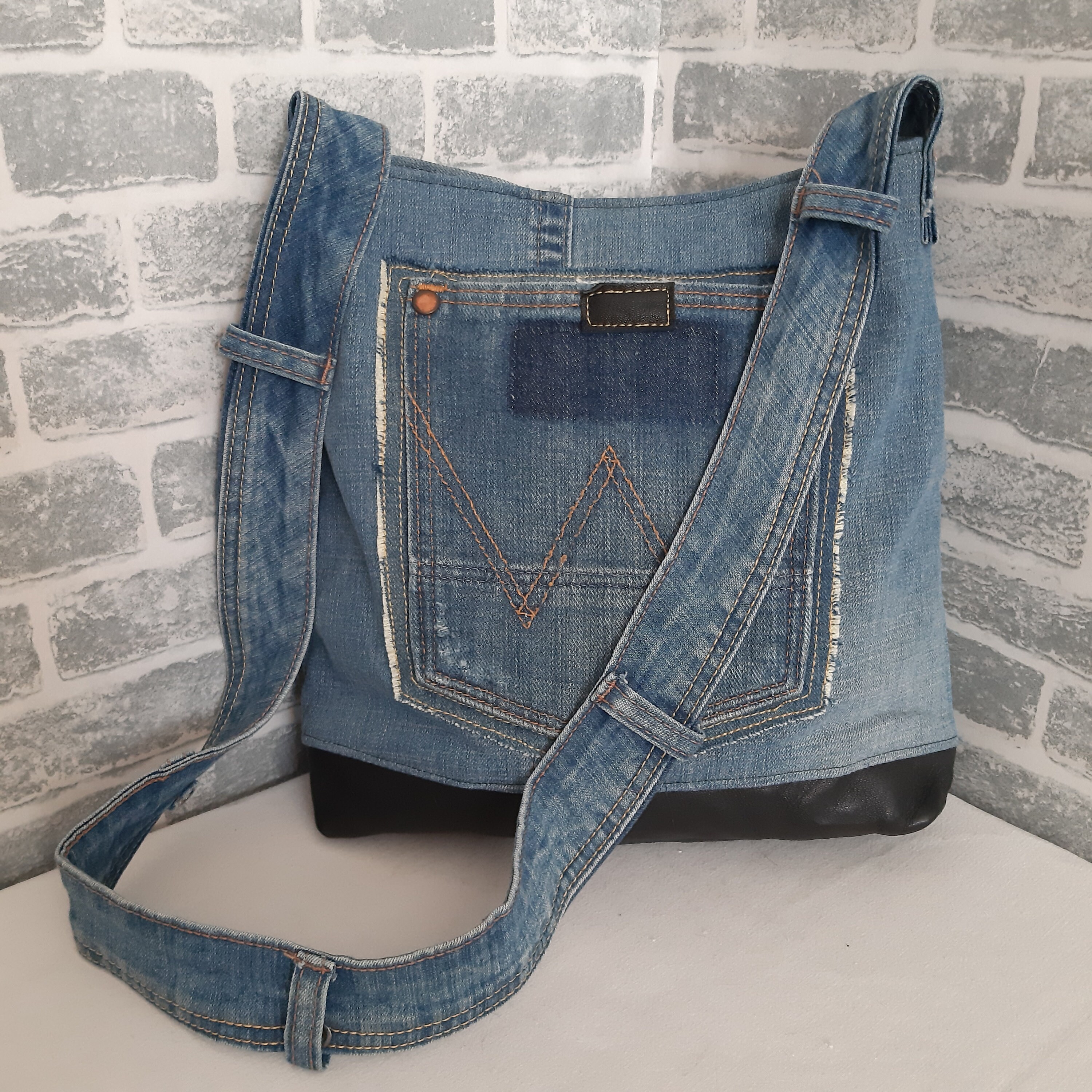 Blue Denim Bag Casual Sling Bag of Jeans Crossbody Purse of - Etsy
