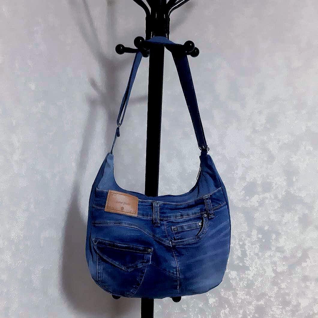 Handmade Crossbody Denim Bag Medium Size, Jean Shoulder Bag