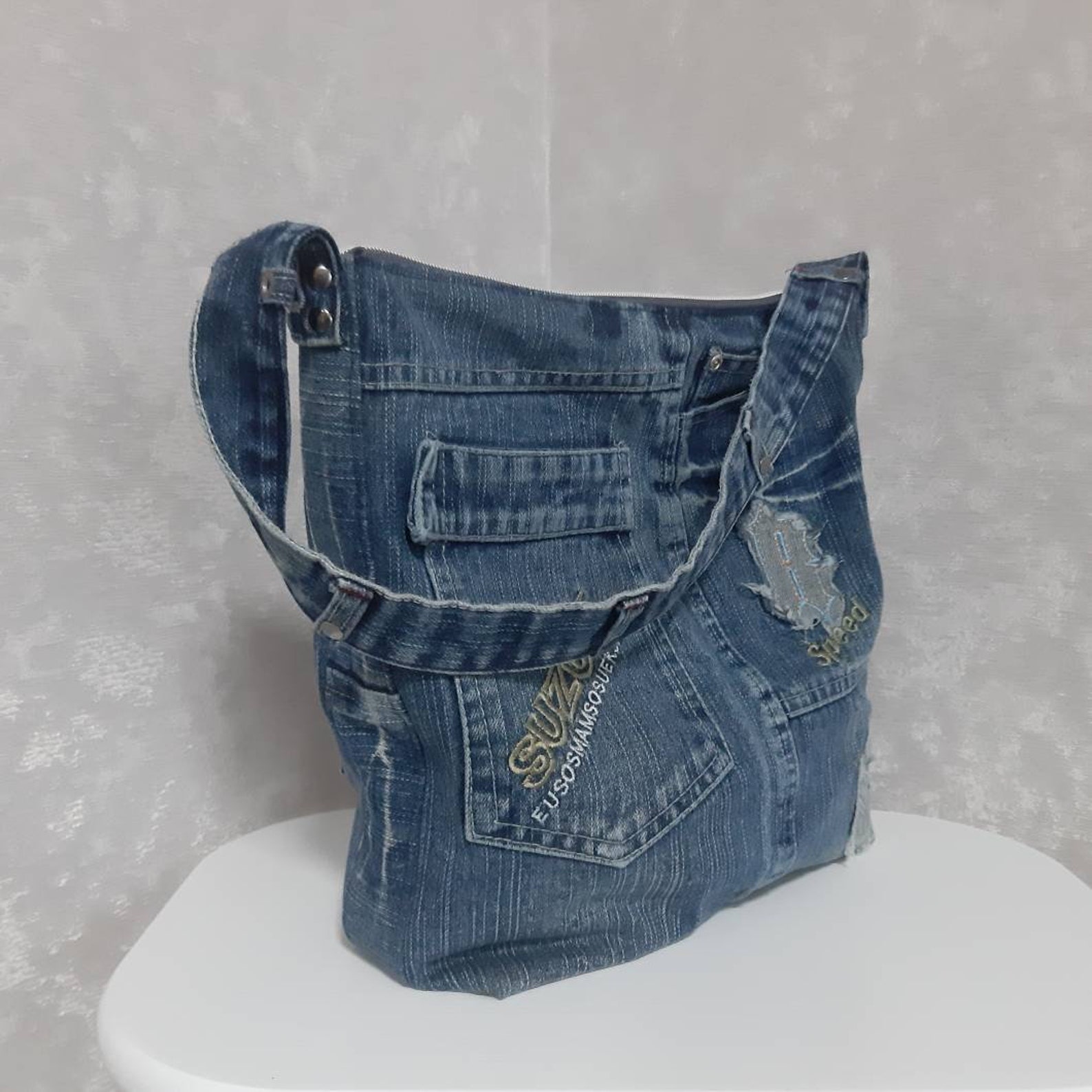 Casual denim bag Jean shoulder purse woman's bag medium Etsy