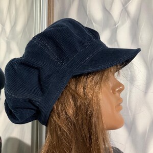 Corduroy Patchwork Newsboy Cap, Oversized Dreadlocks Hat, Blue Rasta Falls Cap, Boho Streetwear Baker Boy Hat, Unisex Corduroy Hat 61cm/24”