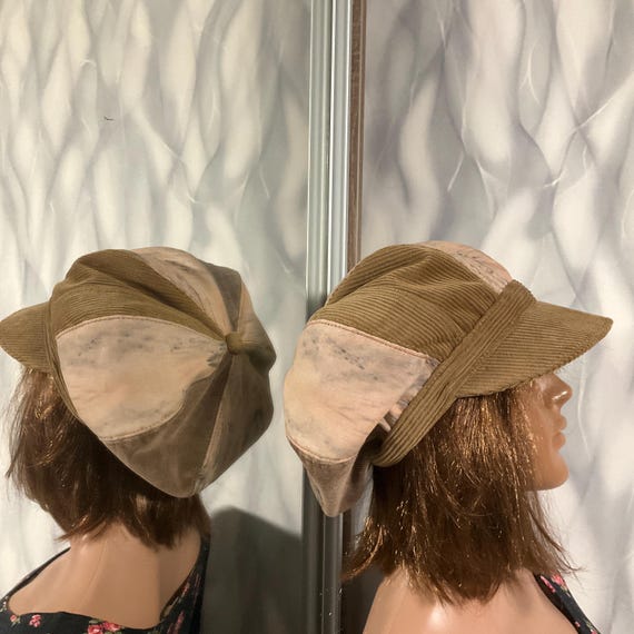 Handmade Denim Corduroy Patchwork Newsboy Cap 22,8 display picture 1