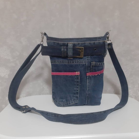 Denim Crossbody Purse Casual Small Pouch of Shabby Jeans - Etsy