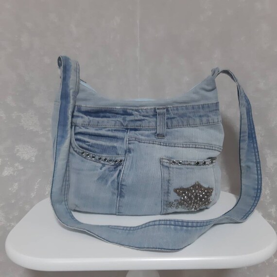 Crossbody denim bag Hobo bag of jeans Casual denim purse | Etsy