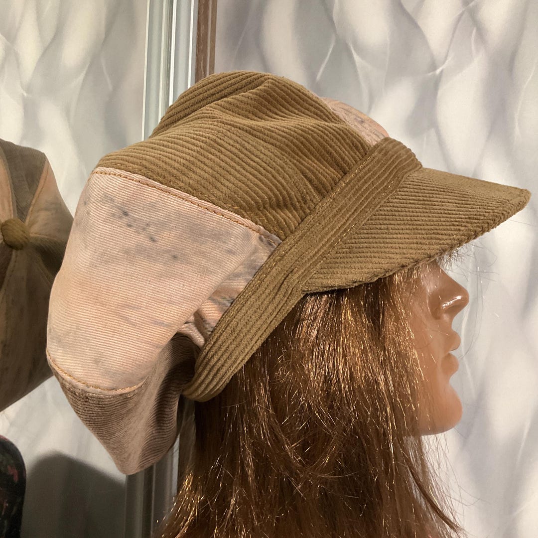 Vintage suede Patchwork Beige Blue Women\'s Hat pageboy City Slicker Fedora in Beige with Feather Blue Patchwork And  main image 3