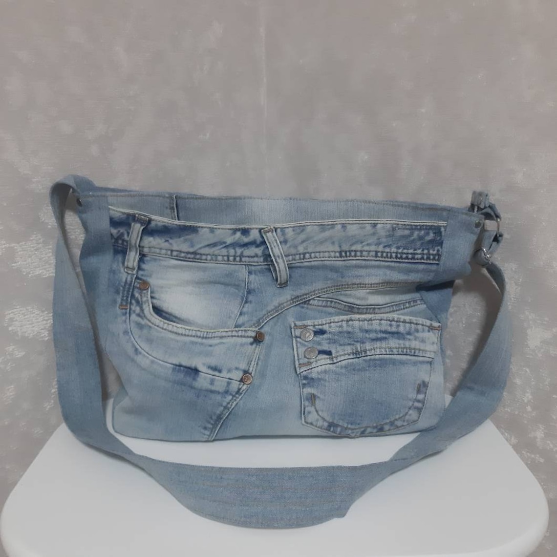 YANPLS Denim Hobo Shoulder Bag – Light Blue, Crossbody Purse, Multiple Pockets, RFID Safe, Casual