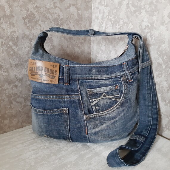 Crossbody denim bag Hobo bag of jeans Casual denim purse | Etsy