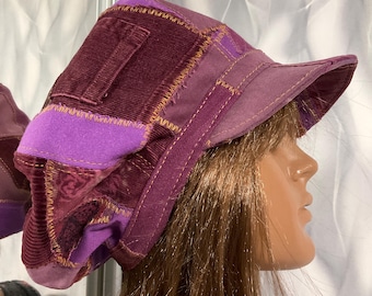 Large / XL 70s Handmade Denim Patchwork Hat / Engineer