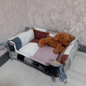 Cama suave de mezclilla patchwork hecha a mano para mascotas, Más modelos