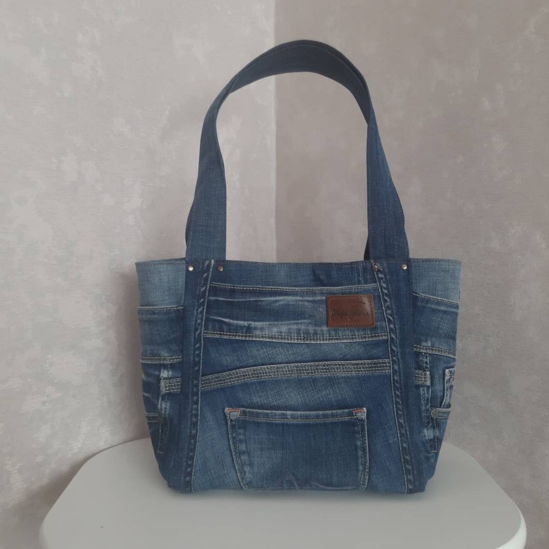 Casual Denim Bag Medium Size Jean Shoulder Bag Blue Purse of - Etsy