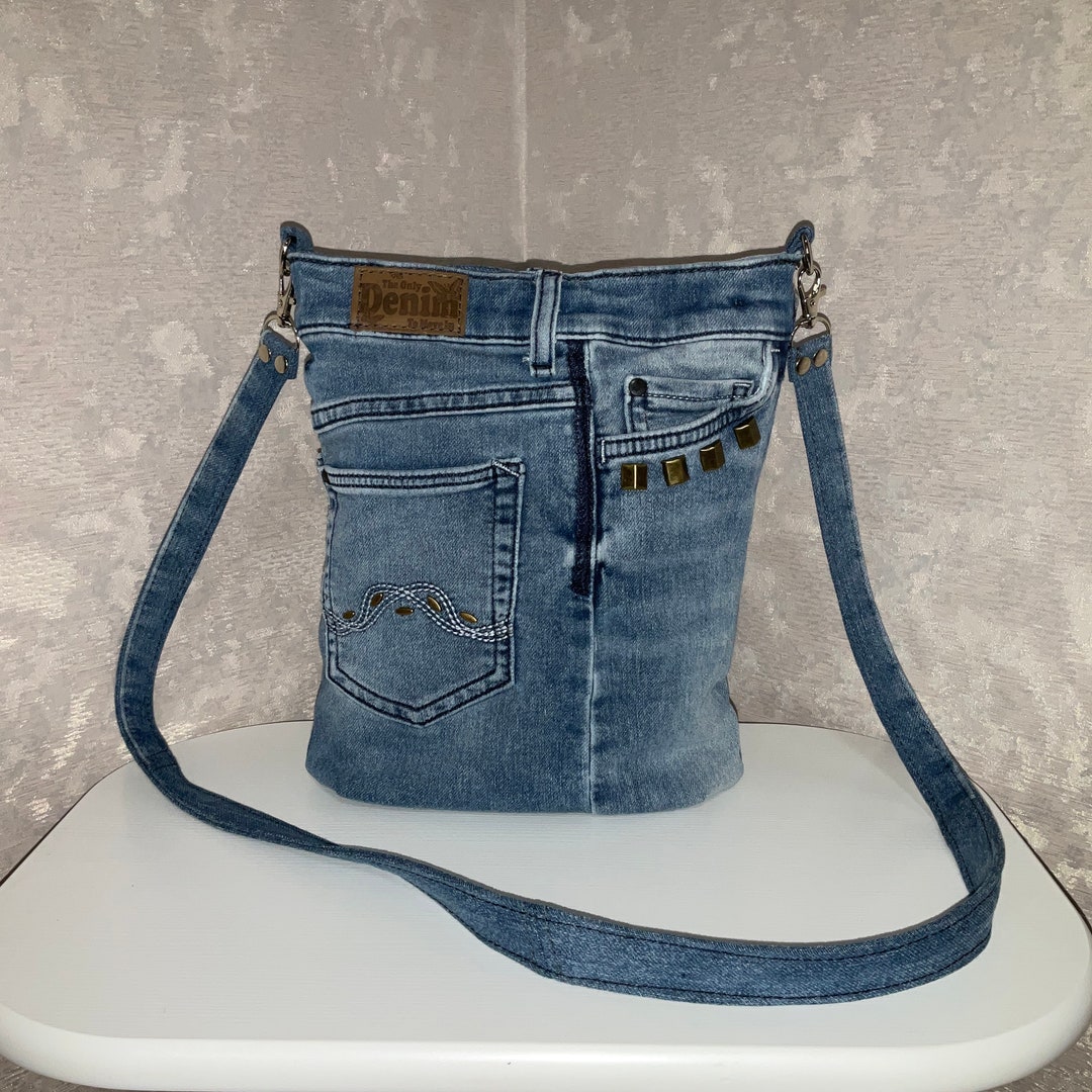 Denim Crossbody Purse Casual Small Pouch of Shabby Jeans - Etsy