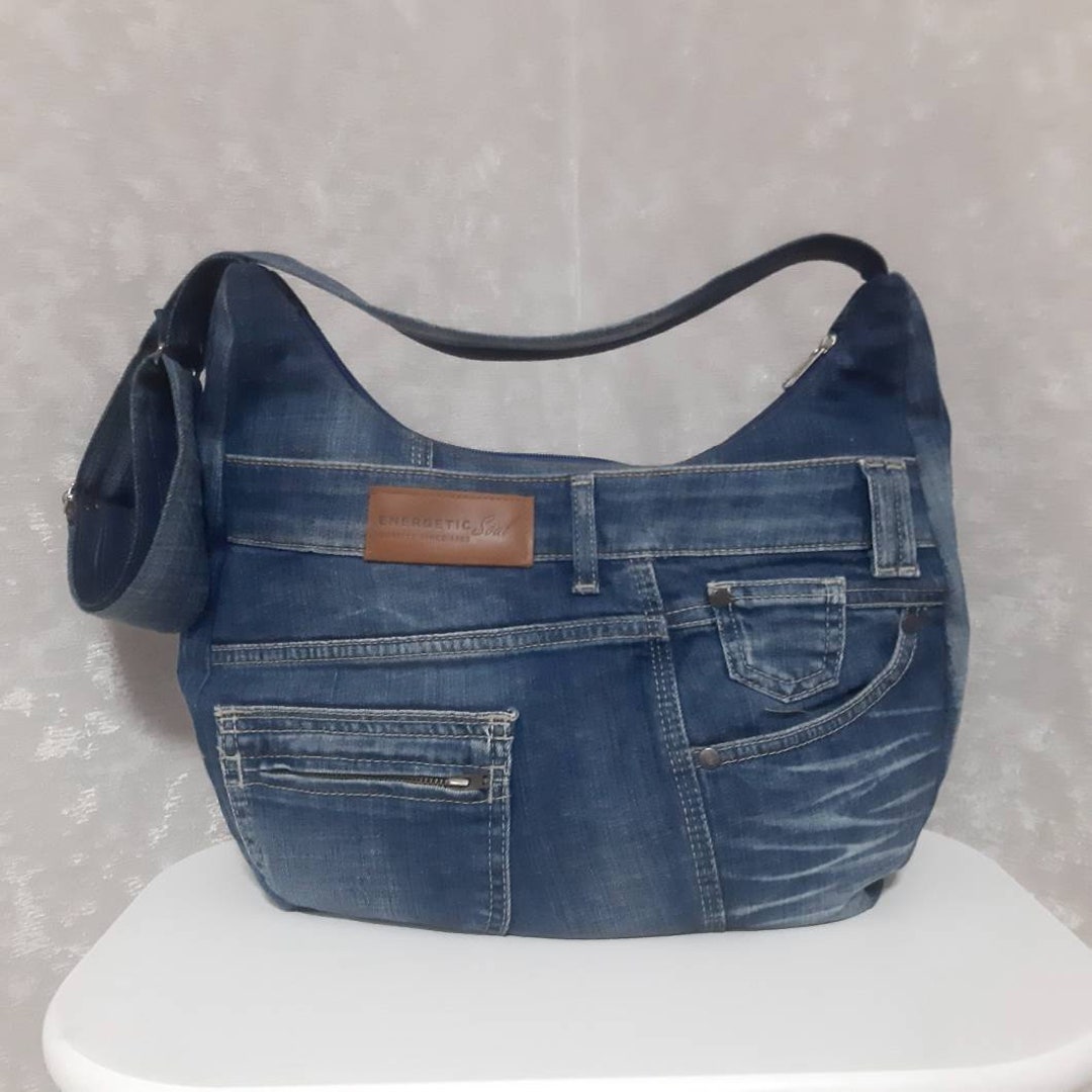 Blue Denim Bag Medium Size Jean Shoulder Purse Casual Bag of - Etsy