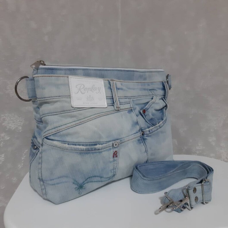 Large Denim Cosmetic Bag for Travel With Optional Adjustable Etsy